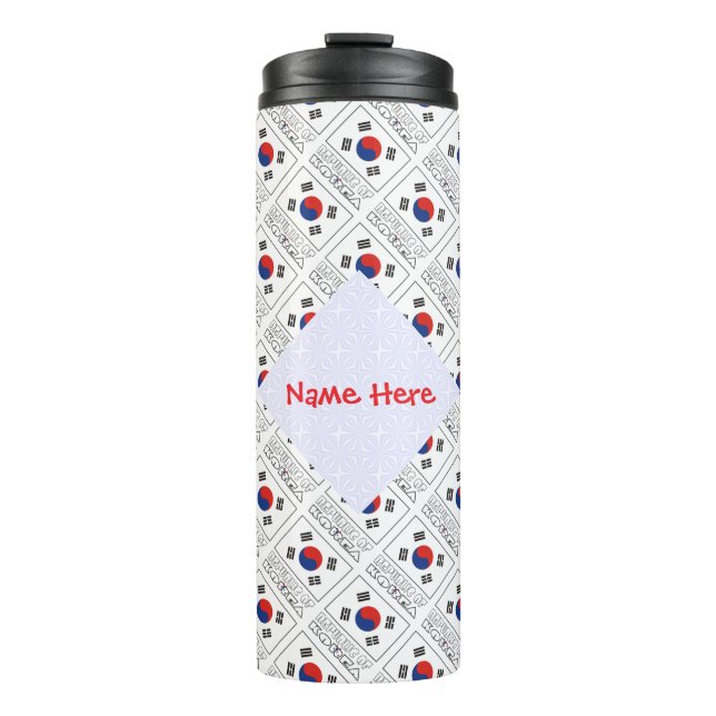 Republic of Korea Tiled Flag Personalized Thermal Tumbler (Front)