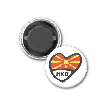 Republic of Macedonia Country Code Flag Heart MKD Magnet