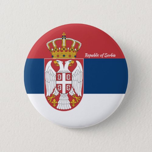 Republic of Serbia Flag Round Button