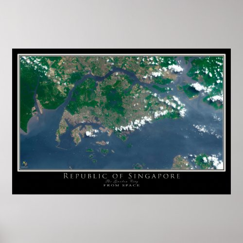 Republic of Singapore Satellite Poster Map