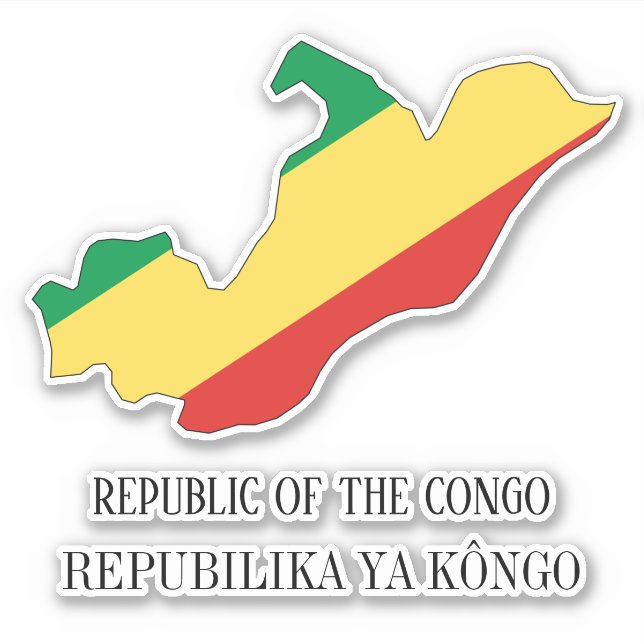 Republic of the Congo Flag Charming Patriotic Map Sticker (Front)