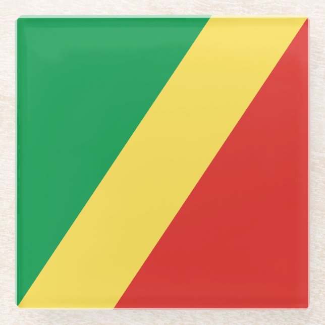Republic of the Congo Flag Glass Coaster (Front)
