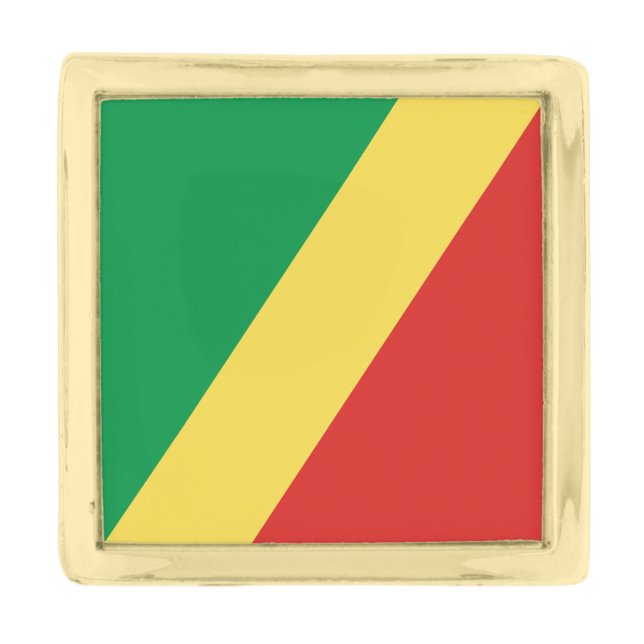 Republic of the Congo Flag Gold Finish Lapel Pin (Front)