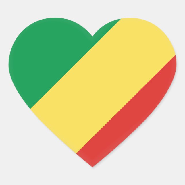 Republic of the Congo Flag Heart Sticker (Front)