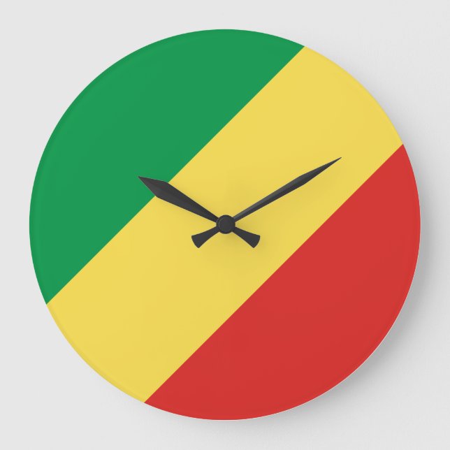 Republic of the Congo Flag Large Clock (Front)