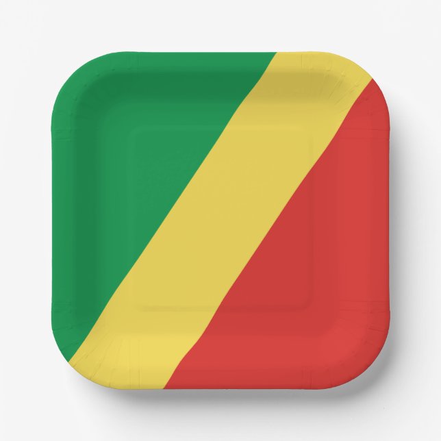 Republic of the Congo Flag Paper Plates (Front)