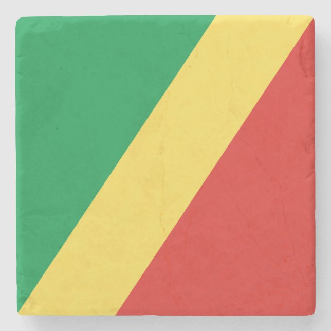 Republic of the Congo Flag Stone Coaster (Front)