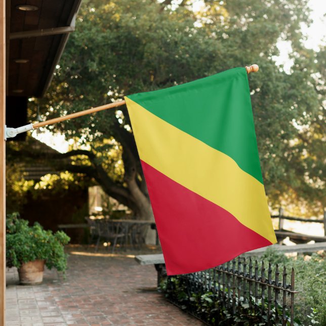 Republic of the Congo Flag: Symbol of Peace and Pr House Flag (In SItu)