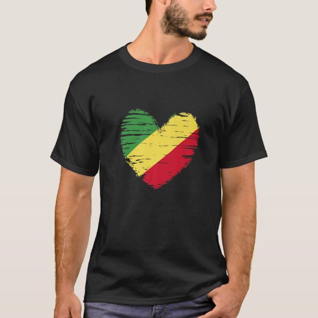 Republic Of The Congo Heart Congo Flag Congo Pride T-Shirt (Front)