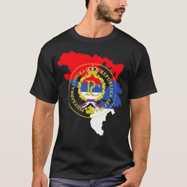 Republic Srpska RS Mapa Emblem Grb Banja Luka Srps T-Shirt (Front)