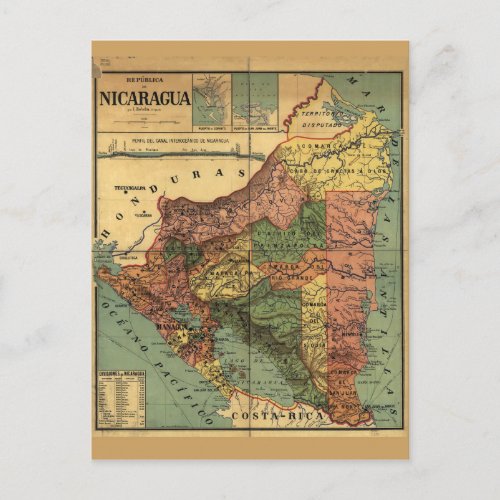 Repblica de Nicaragua Map 1913 Postcard