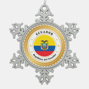 República del Ecuador Snowflake Pewter Christmas Ornament