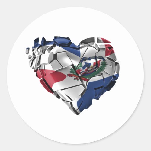 Republica Dominicana heart explosion flag Classic Round Sticker