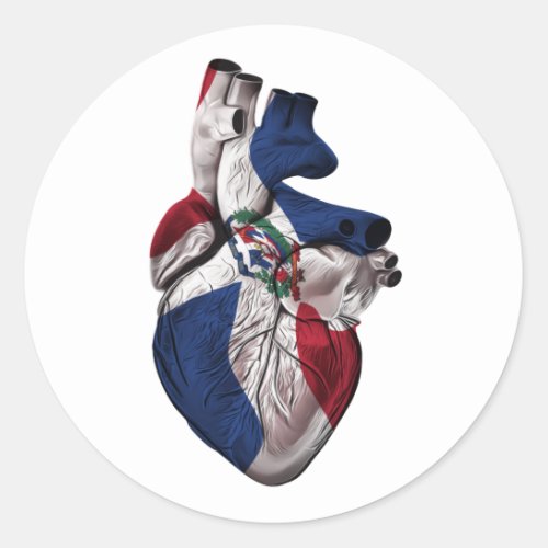 Republica Dominicana Heart Flag Classic Round Sticker