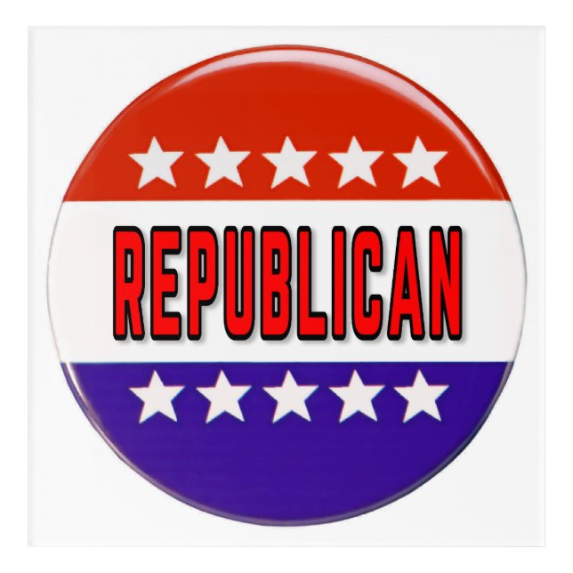 Republican Button Acrylic Print (Front)