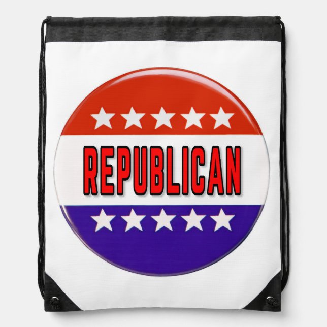 Republican Button Drawstring Bag (Front)