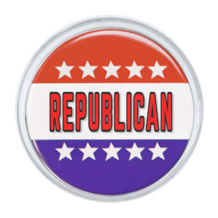 Republican Button Silver Finish Lapel Pin
