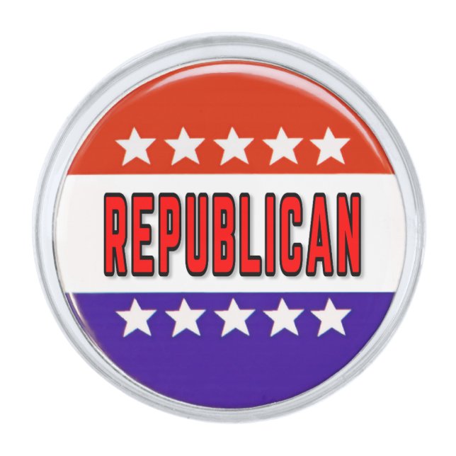 Republican Button Silver Finish Lapel Pin (Front)