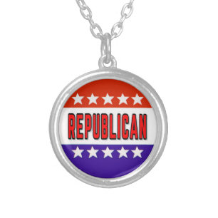 Republican Button Silver Plated Necklace