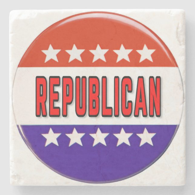 Republican Button Stone Coaster (Front)