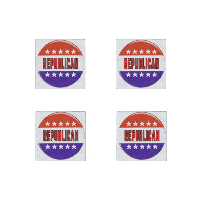 Republican Button Stone Magnet (Front)