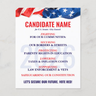 Republican Candidate Election Campaign Push Card Flyer