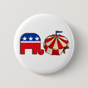 Republican Circus Elephant and Tent Button