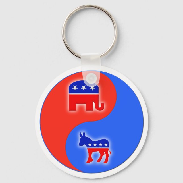 Republican/Democrat Yin/Yang Keychain (Front)