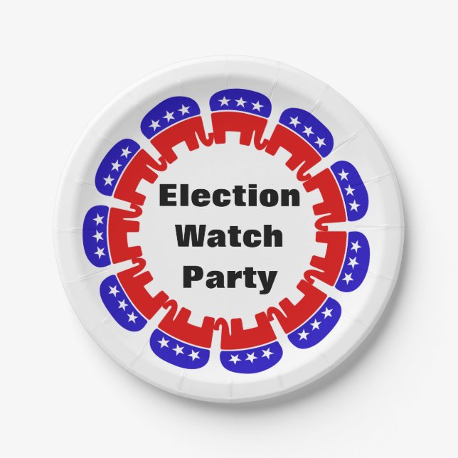 Republican Election Watch Party Paper Plates (Front)