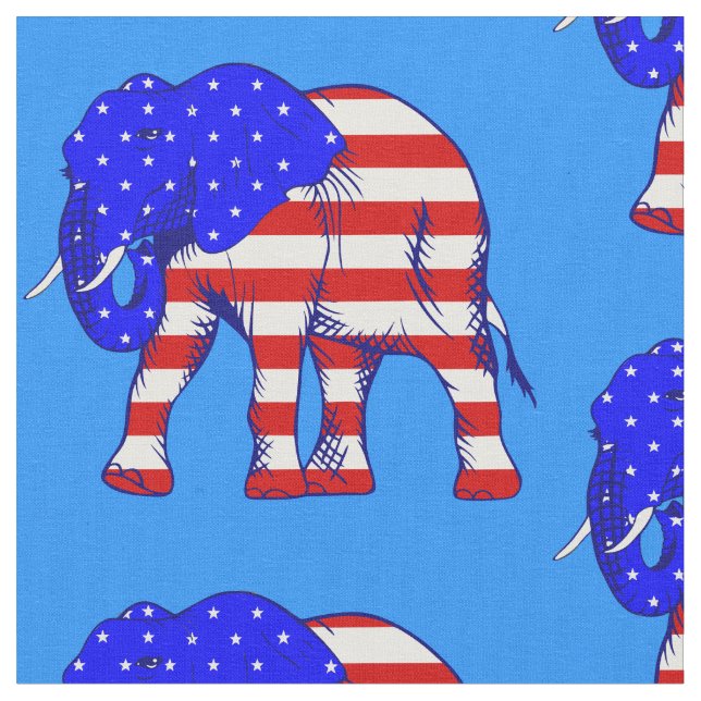 republican elephant american flag patriotic fabric (Close Up)