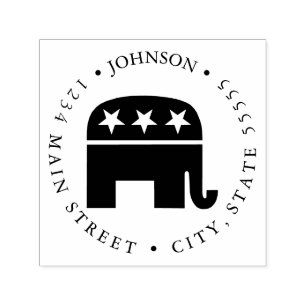 Republican Elephant American Flag Return Label Self-inking Stamp