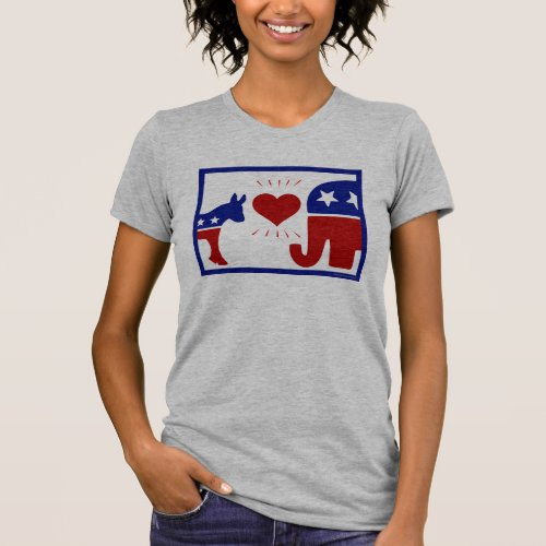 Republican Elephant and Democratic Donkey In Love T_Shirt