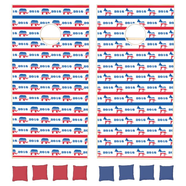 Republican Elephant and Democratic Donkey Stripe Cornhole Set (Set)