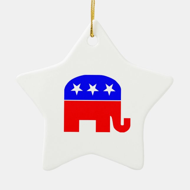 Republican Elephant Ceramic Ornament (Front)