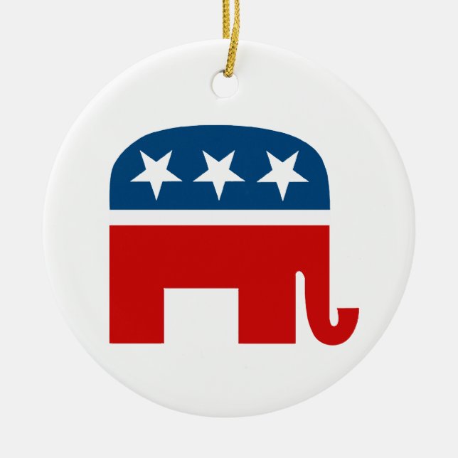 Republican Elephant Ceramic Ornament (Front)