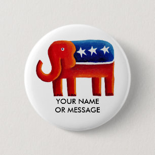 Republican Elephant Custom Name Or Message Button