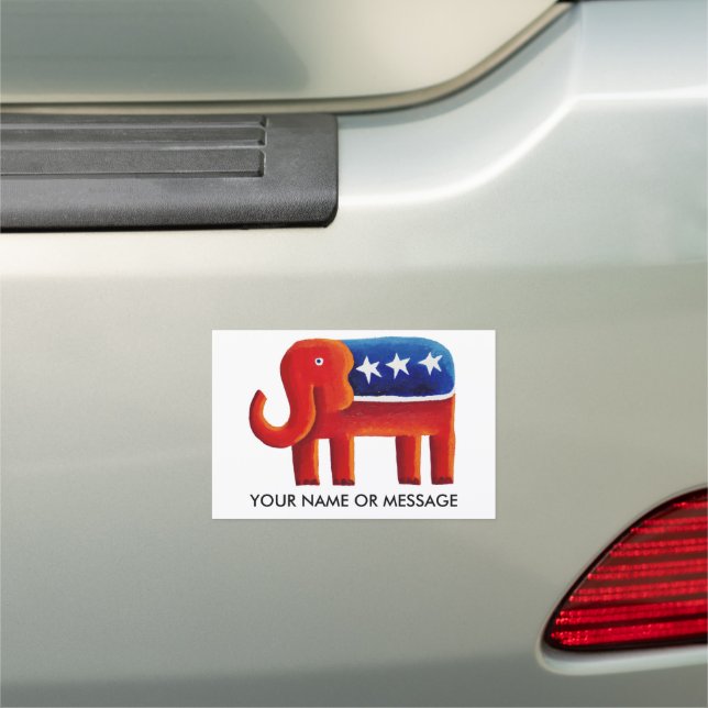 Republican Elephant Custom Name Or Message Car Magnet (In Situ)