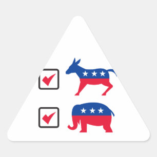 Republican Elephant Democrat Donkey Election Ballo Triangle Sticker