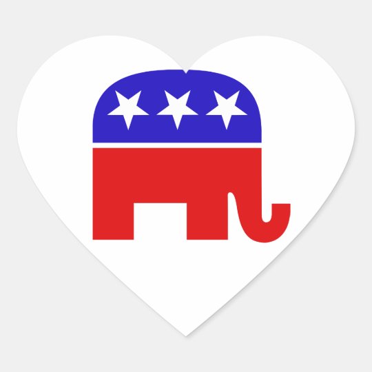 Republican Elephant Heart Sticker