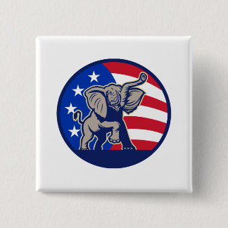 Republican Elephant Mascot USA Flag Pinback Button