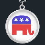 Republican Elephant Necklace<br><div class="desc">Republican Elephant Necklace
 Customizable Background.

 Choose the background color you want by clicking Customize it - Edit - Background.</div>