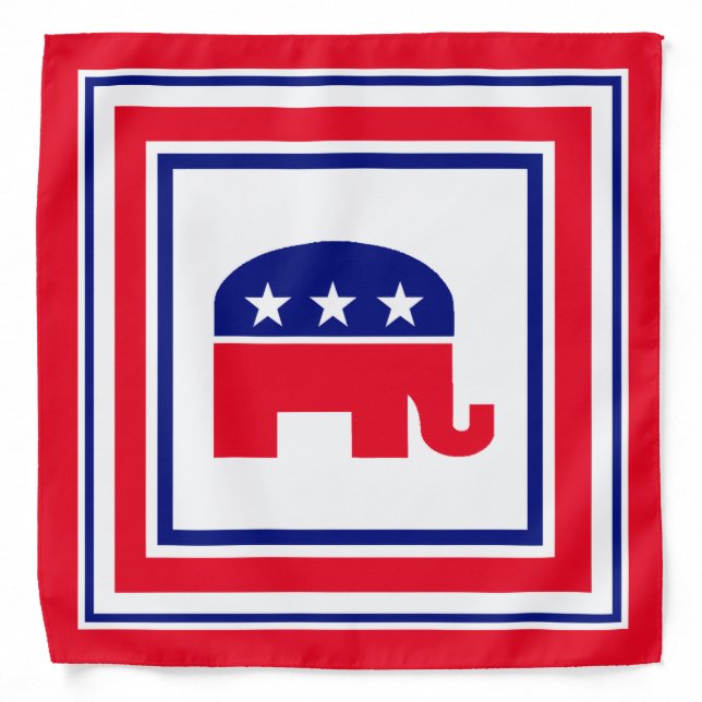 Republican Elephant Red White and Blue Bandana (Front)