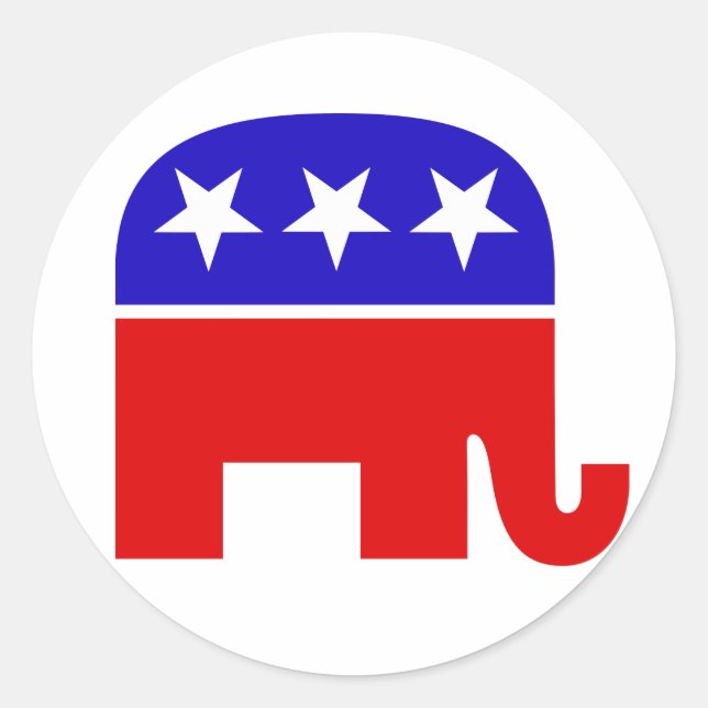 Republican Elephant Round Sticker (Front)