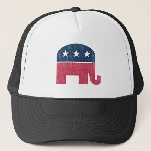 Republican Elephant Vintage Distressed Trucker Hat