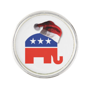 Republican Elephant Wearing a Santa Claus Hat Lapel Pin