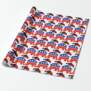 Republican Elephant wearing a Santa Claus Hat Wrapping Paper