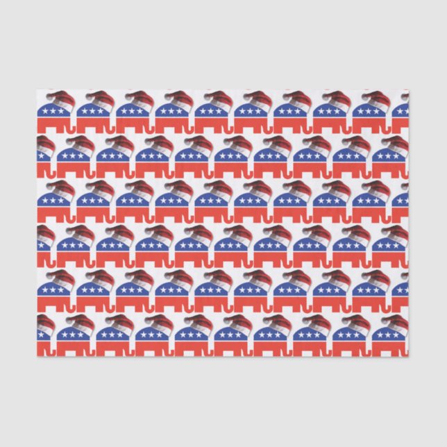 Republican Elephant Wearing Santa Claus Hat Tissue Paper (Front)