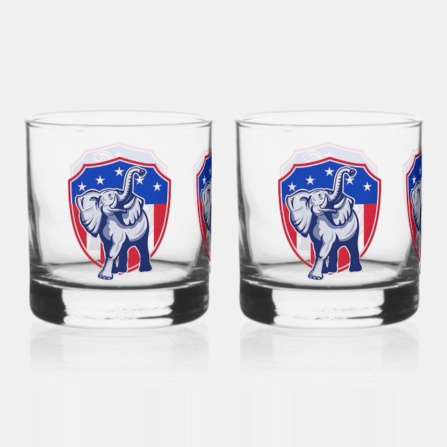 Republican Elephant Whiskey Glass (Front)