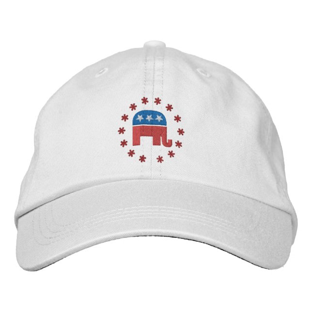 Republican Elephant with Star Logo Political Embroidered Baseball Hat (Front)