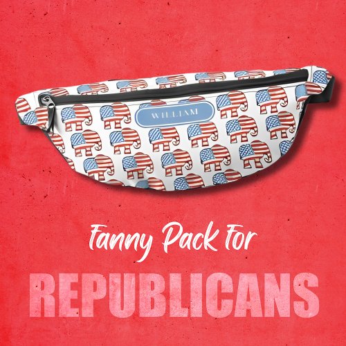 Republican Elephants Pattern American Flag Custom Fanny Pack